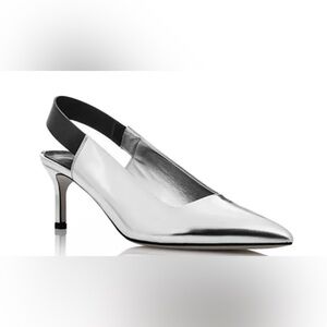 Women's Blake Leather Pointed Toe Silver Slingback
Pumps 🩶